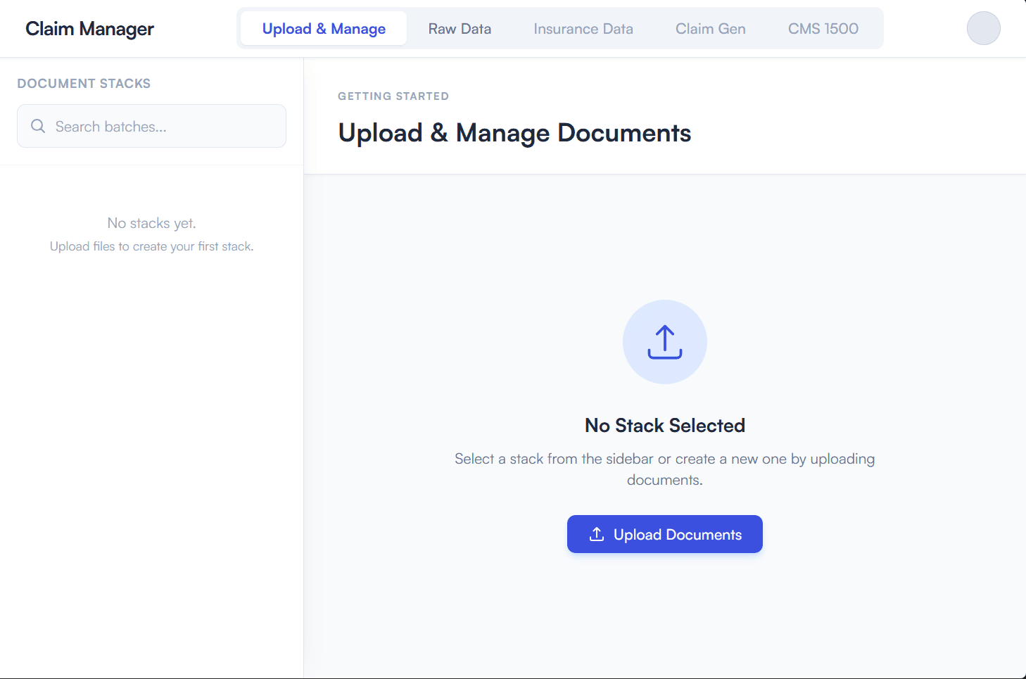 The Claim Manager dashboard